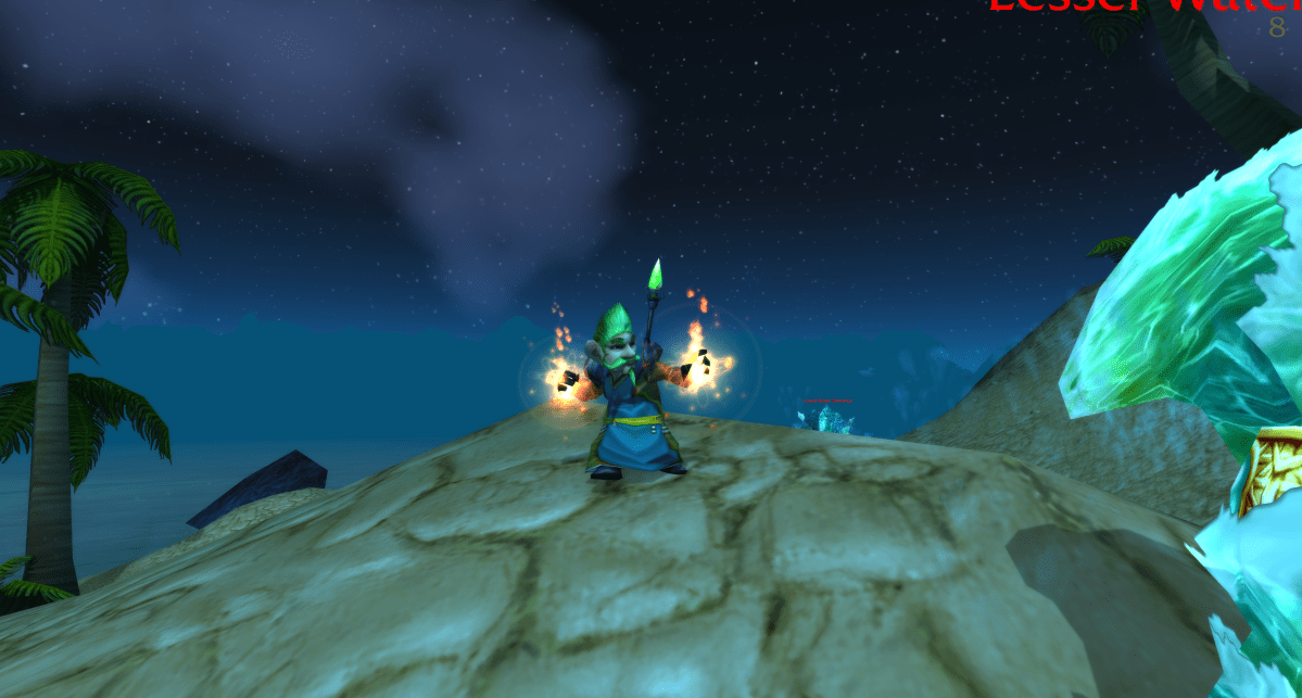 Mage casting a Fire Spell and targteting a Water Elemental in Stranglethorn Vale in WoW Classic