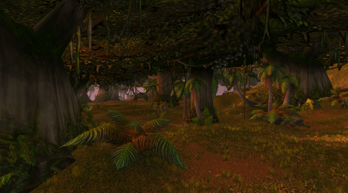 Overview of Stranglethorn Vale in WoW Classic, specifically the area where you fight Tethis the Raptor in the Jungle