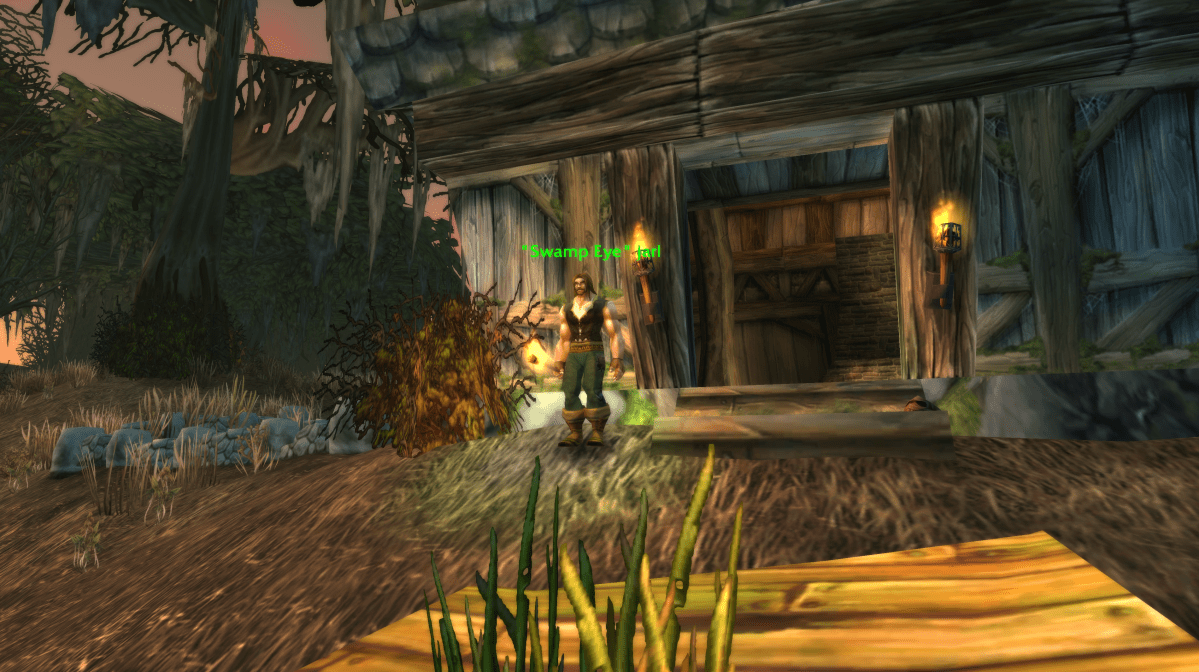Swamp Eye Jarl in Dustwallow Marsh in WoW Classic in front of his shack requesting three Soothing Spices