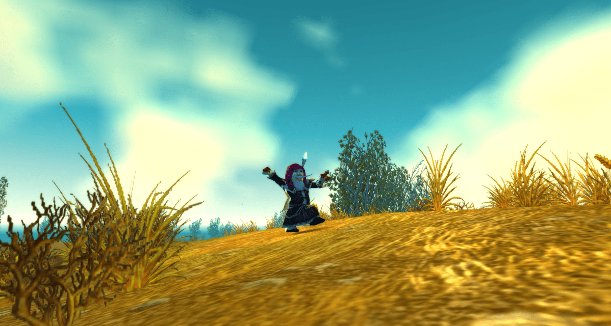 Mage casting with a Wand in WoW Classic in Westfall