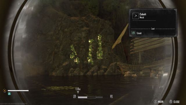 A Skull and Bones screenshot that shows a Cobalt Ore deposit.