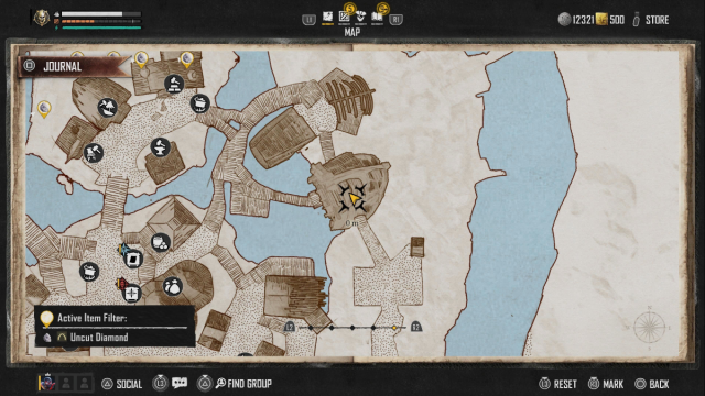 A screenshot of the Skull and Bones map showing the Le Pont Muet location.
