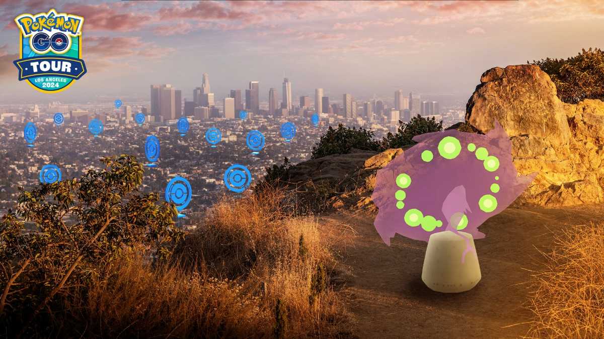 Spiritomb overlooking PokeStops in Los Angeles.