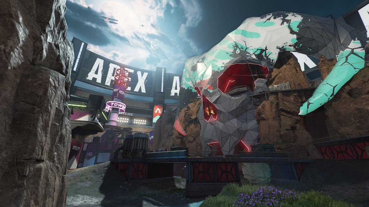 The iconic Apex Predator skull mountain from the Thunderdome Mixtape map.