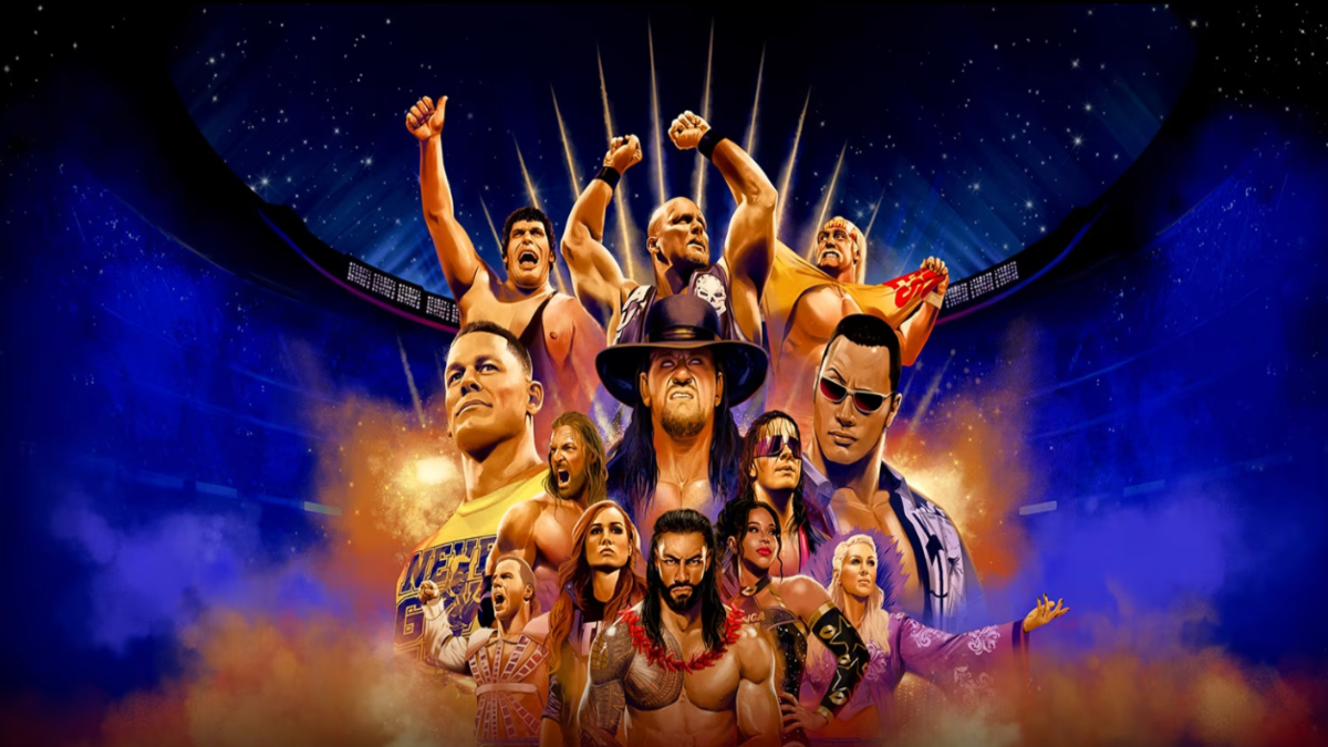 Cover art for WWE 2K24's 40 Years of Wrestlemania edition.