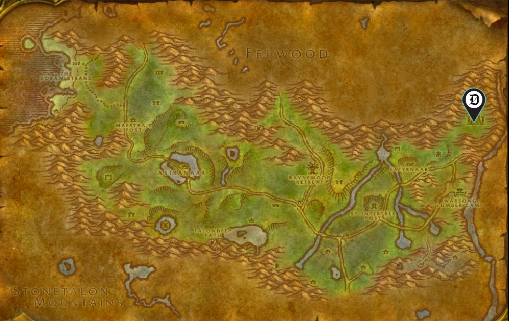 Image of the map of Ashenvale in WoW SoD.