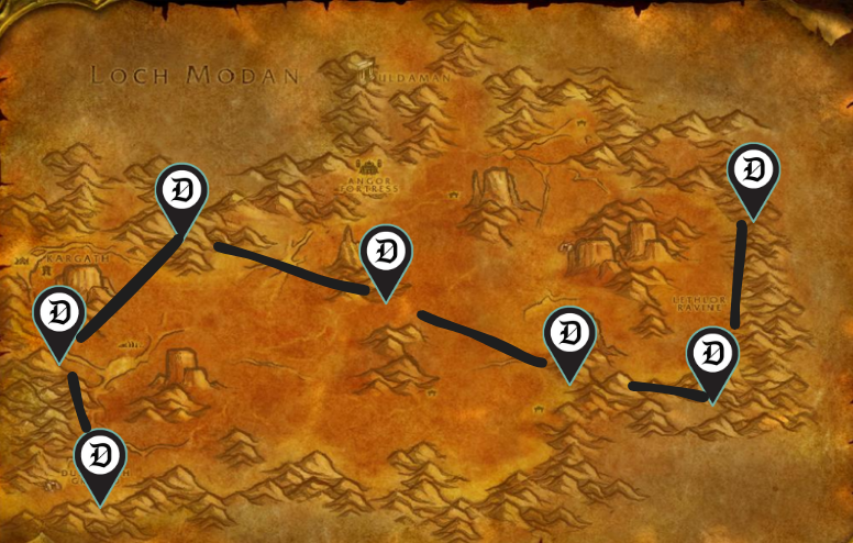 Image of mining routes in the Badlands in WoW SoD.