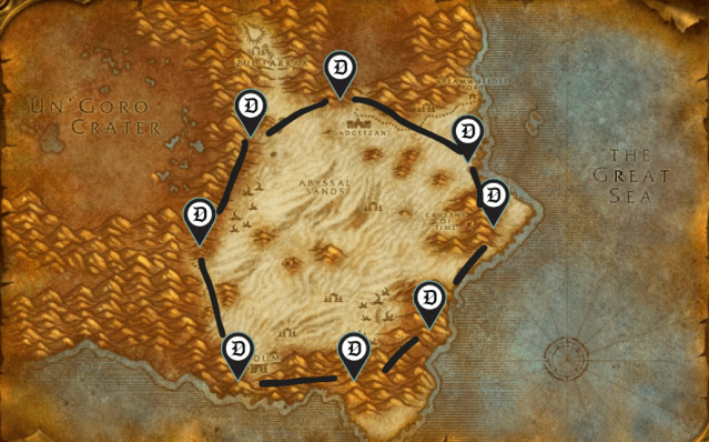 Image of the mining routes for Truesilver in Tanaris.