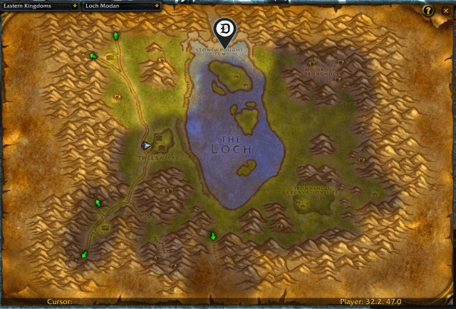 Map of Loch Modan, showing the next step for Cozy Sleeping Bag