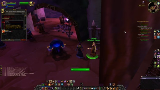 Undead Warlock is talking to the Warlock trainer in Orgrimmar