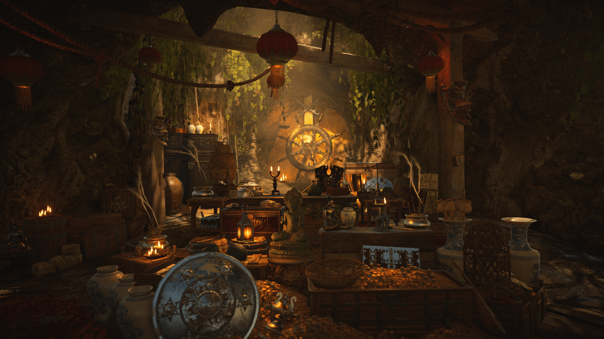 A score of pirate treasure inside an opium den in Skull and Bones.