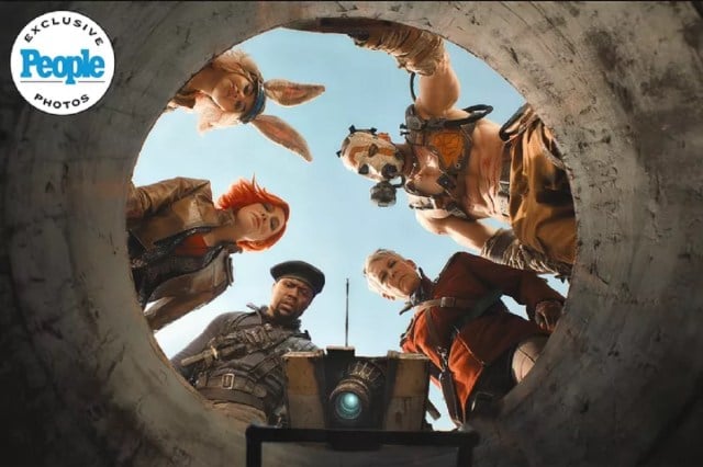 Borderlands movie main cast looking down into manhole