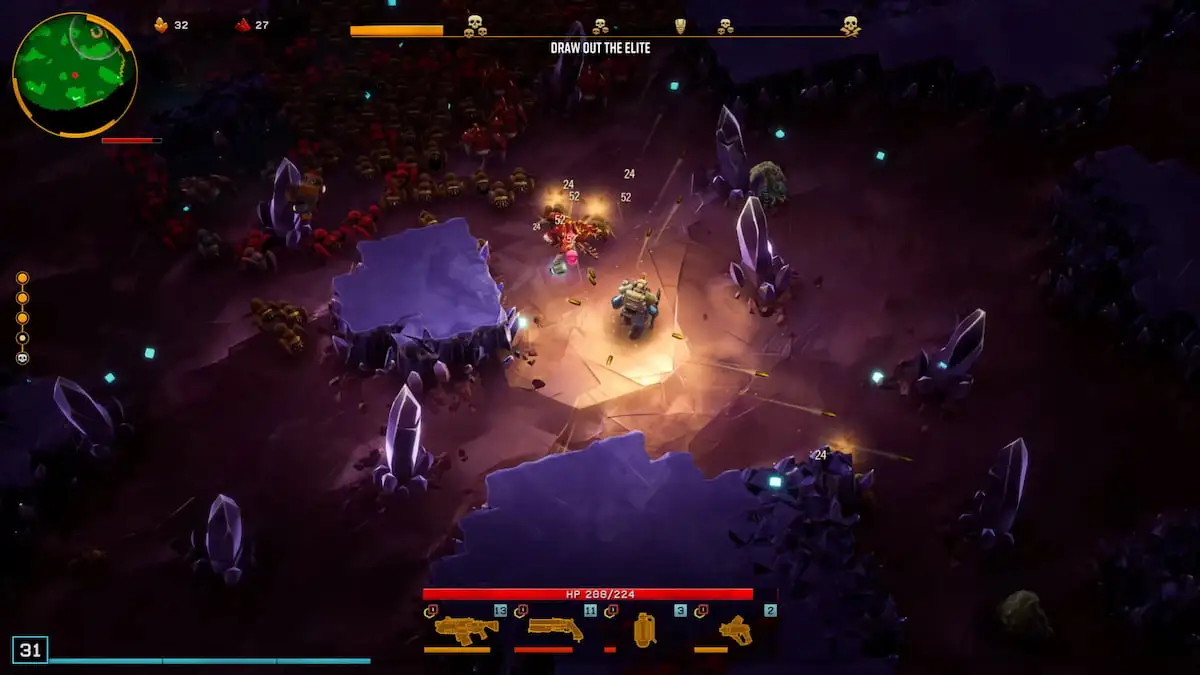 A Scout in Deep Rock Galactic: Survivor surrounded by enemies.