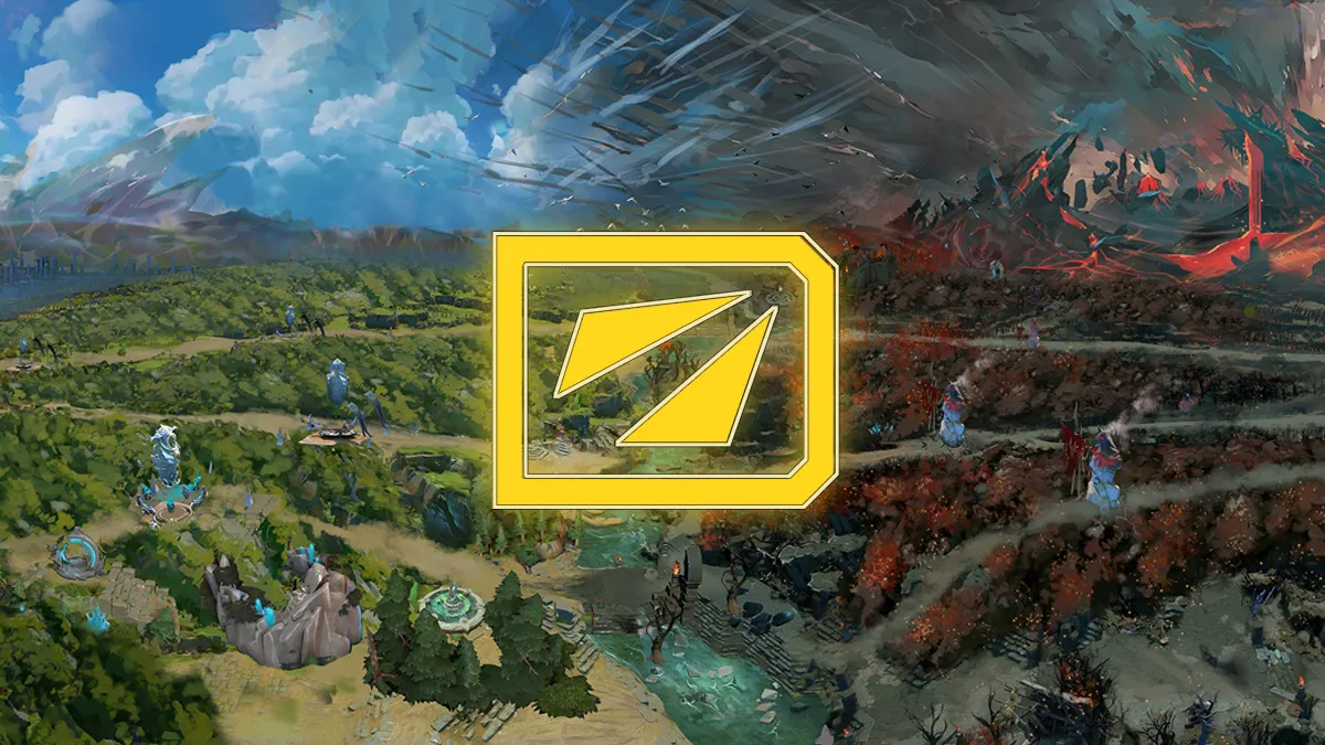 Radiant versus Dire in Dota 2 with the DreamLeague logo in the foreground.