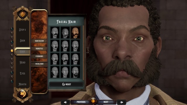The facial hair options in Nightingale.