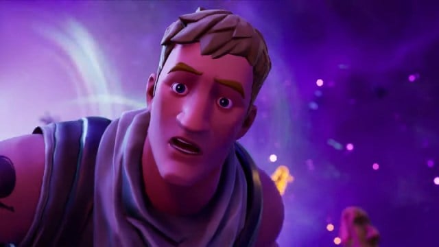 Fortnite Jonesy floating through space with shocked look on his face