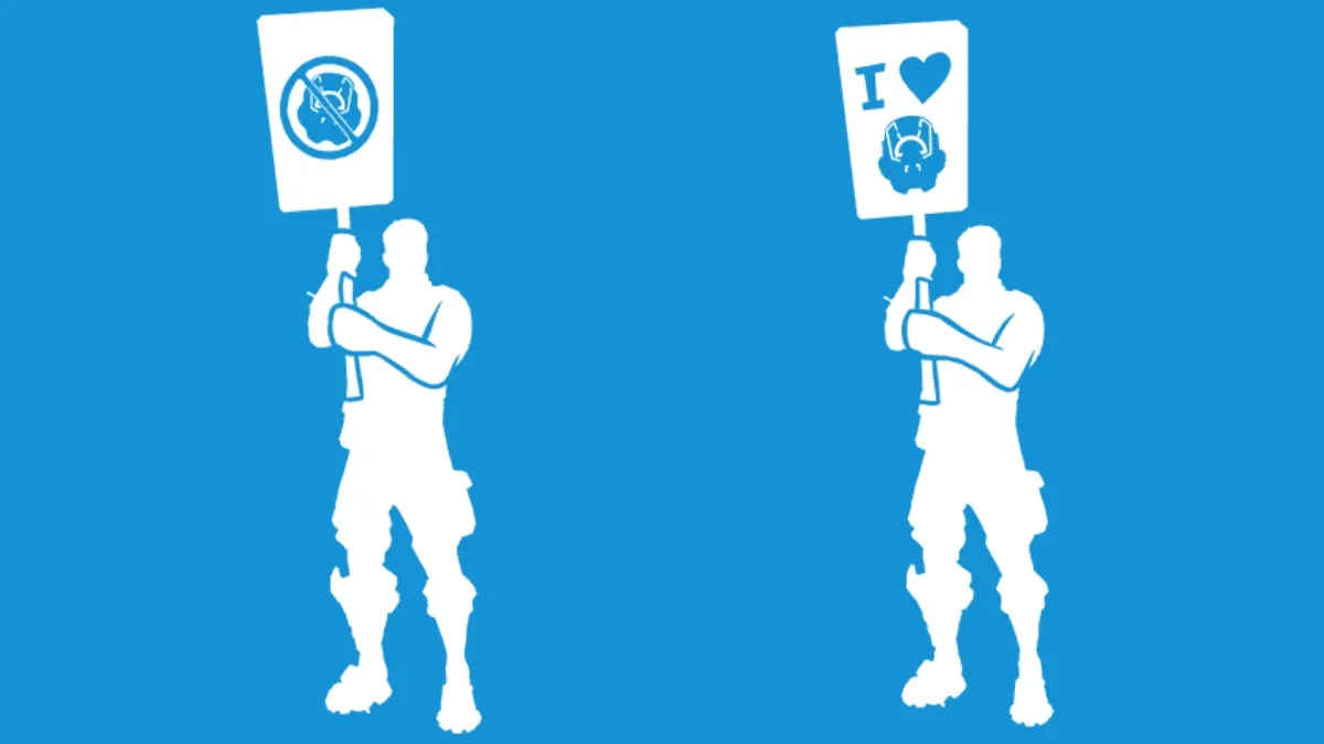 go home and welcome emote fortnite against a blue background