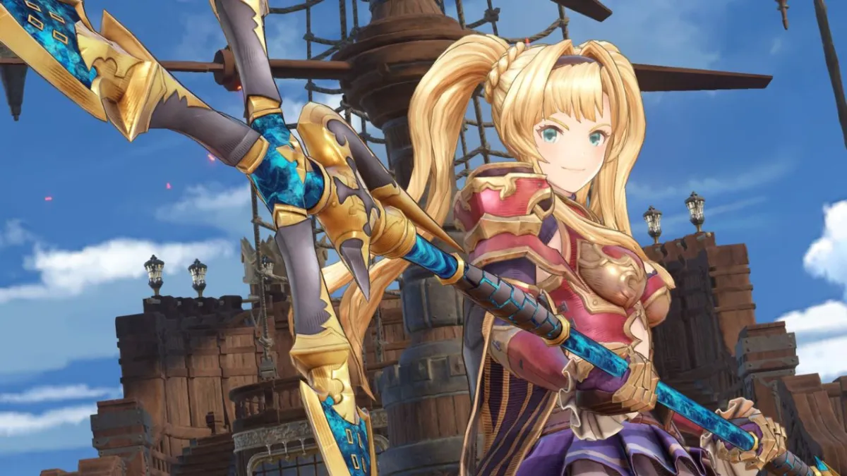 A screenshot of Zeta after she joins the player's party in Granblue Fantasy: Relink