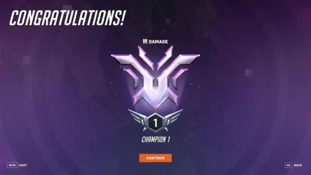OW2's new Competitive Play rank, Champion.