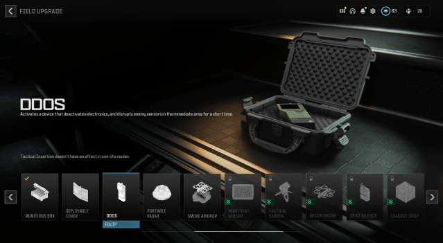 The DDoS Field Upgrade from MW3, a handheld device sitting in a briefcase.