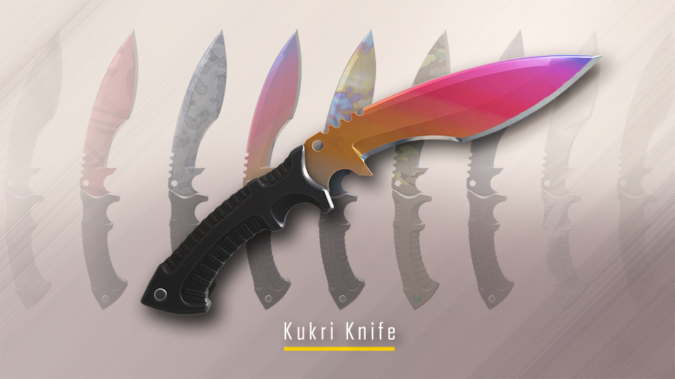 The Kukri Knife, with a bright Fade skin, as part of the new CS2 Kilowatt Case.