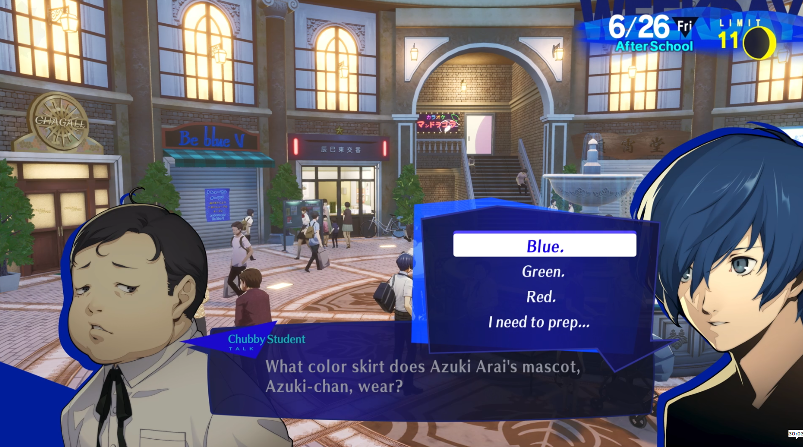 Persona 3 Reload: Gourmet King question answers for Moon Social Link