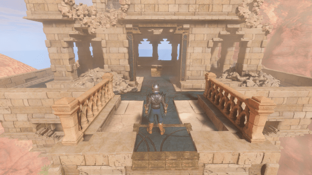 The terrace of the Sun Temple with the golden chest that contains the Ghost Glider