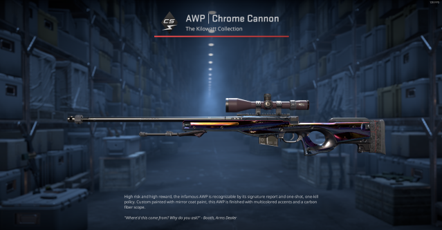 The AWP | Chrome Cannon weapon in CS2.