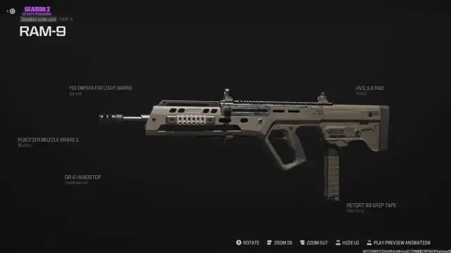 A screenshot of the best RAM-9 SMG loadout in MW3 multiplayer.