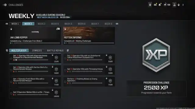 MW3 season two week two challenges.