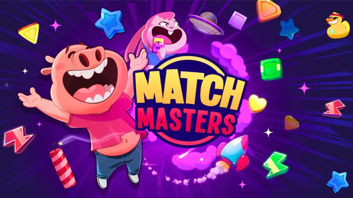 a pig jumping next to a rabbit in match masters