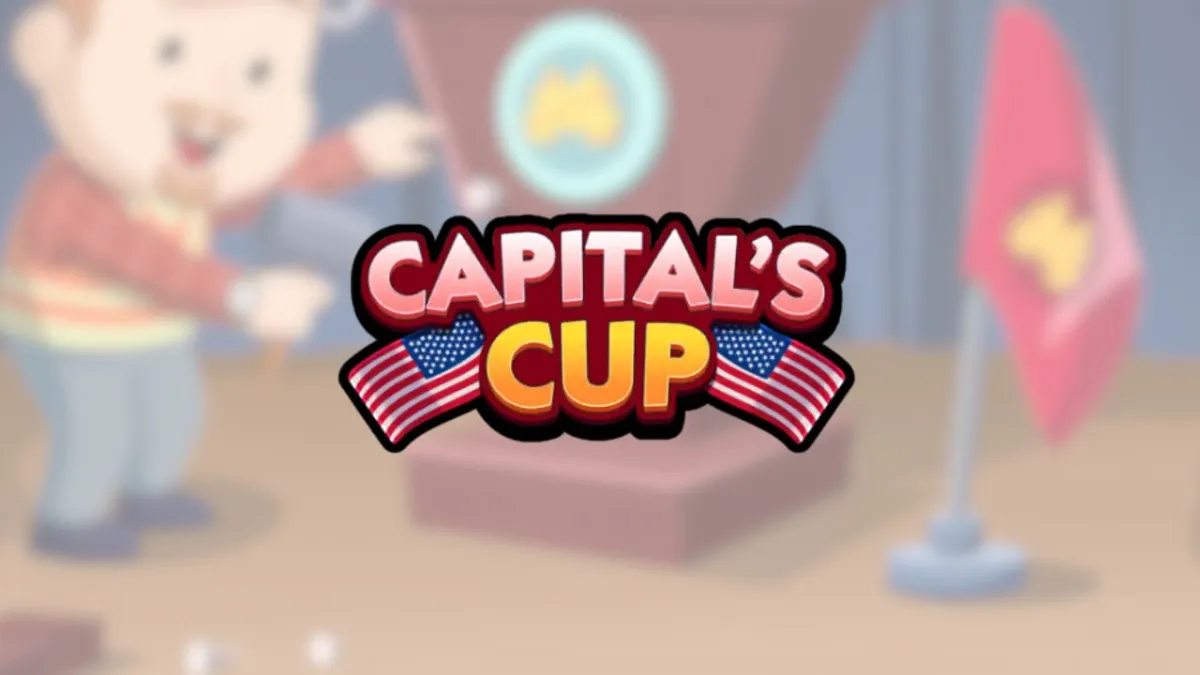 The Capital's Cup logo in Monopoly GO over the tournament's featured image.