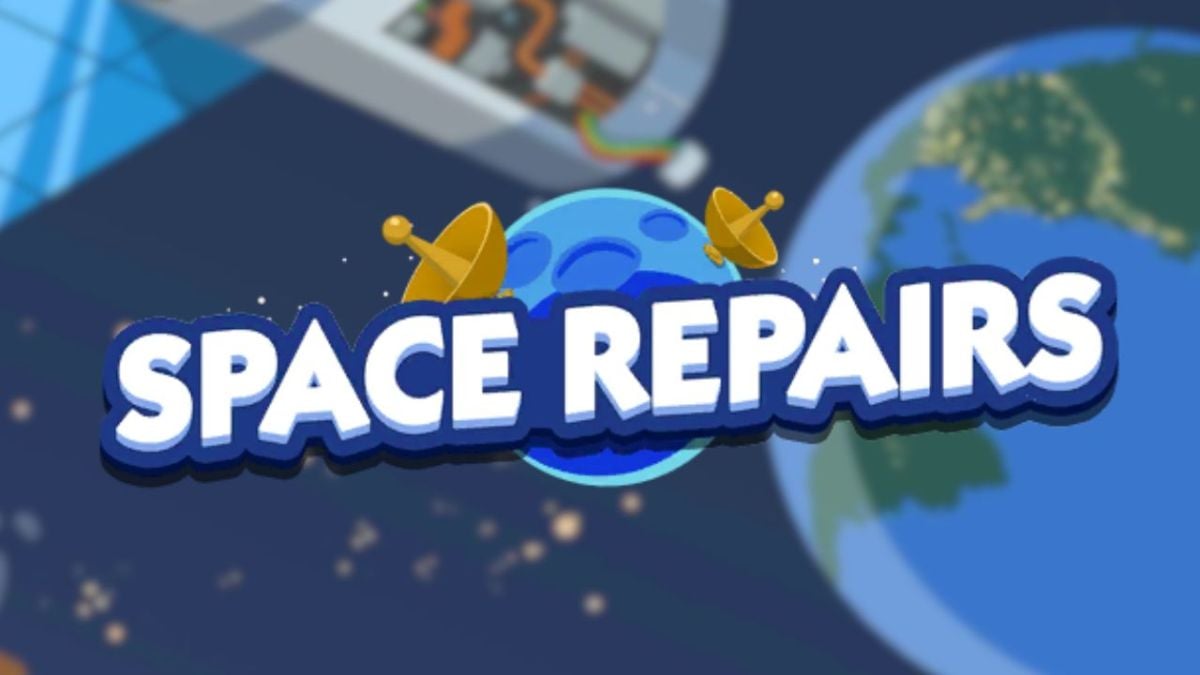 A picture of the Space Repairs tournament logo on a space background.