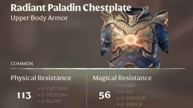 The Radiant Paladin Chestplate in Enshrouded.