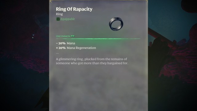 the stats for the ring of rapacity in enshrouded