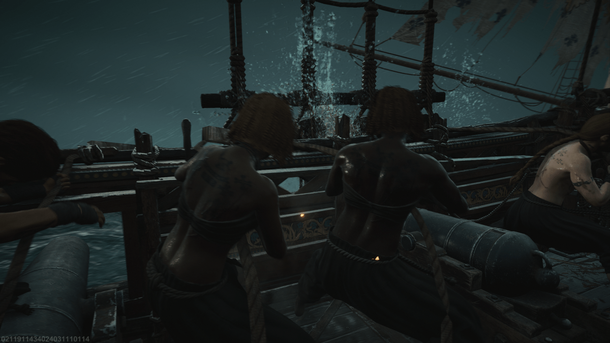 Crewmates boarding an enemy ship in Skull and Bones.