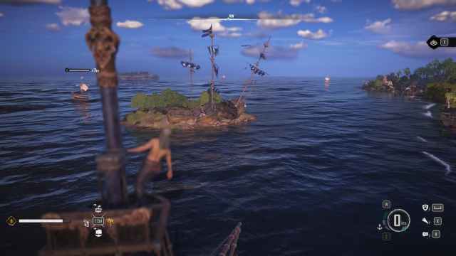 Pirate watching over a shipwreck form the crow's nest