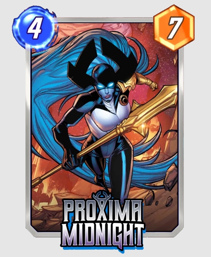 Proxima Midnight Marvel Snap card.