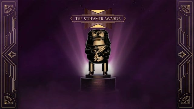 The Streamer Awards banner with a golden trophy.