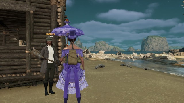 The player looking at Agnes, an NPC.