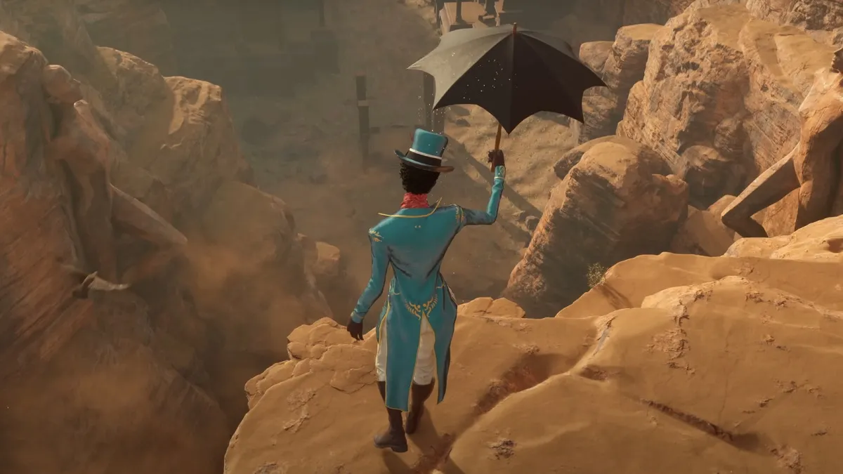 A character standing with an Umbrella in Nightingale.