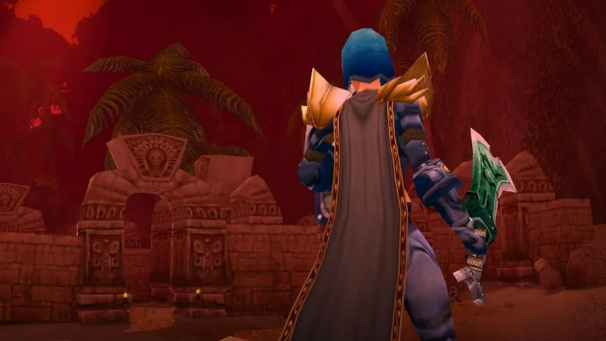 World of Warcraft Season of Discovery phase two player character standing among ruins