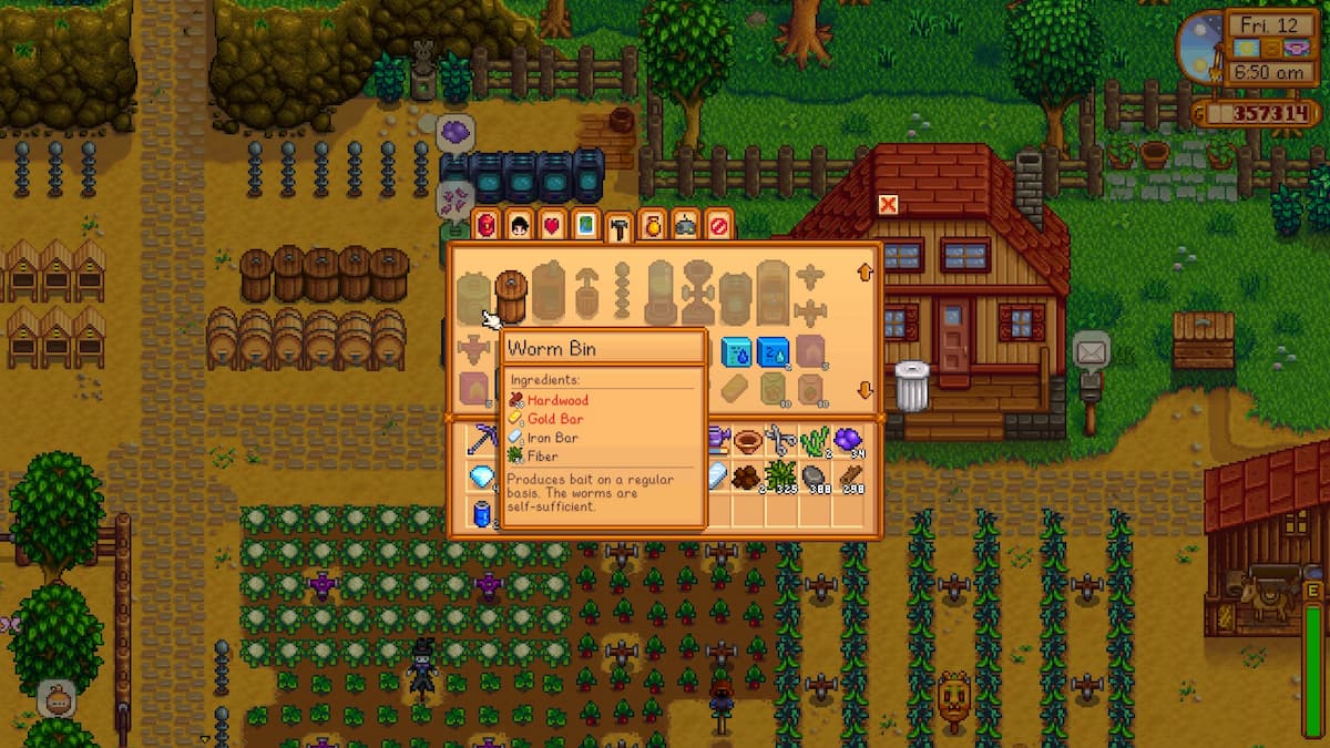 Worm Bin in Stardew Valley crafting recipe