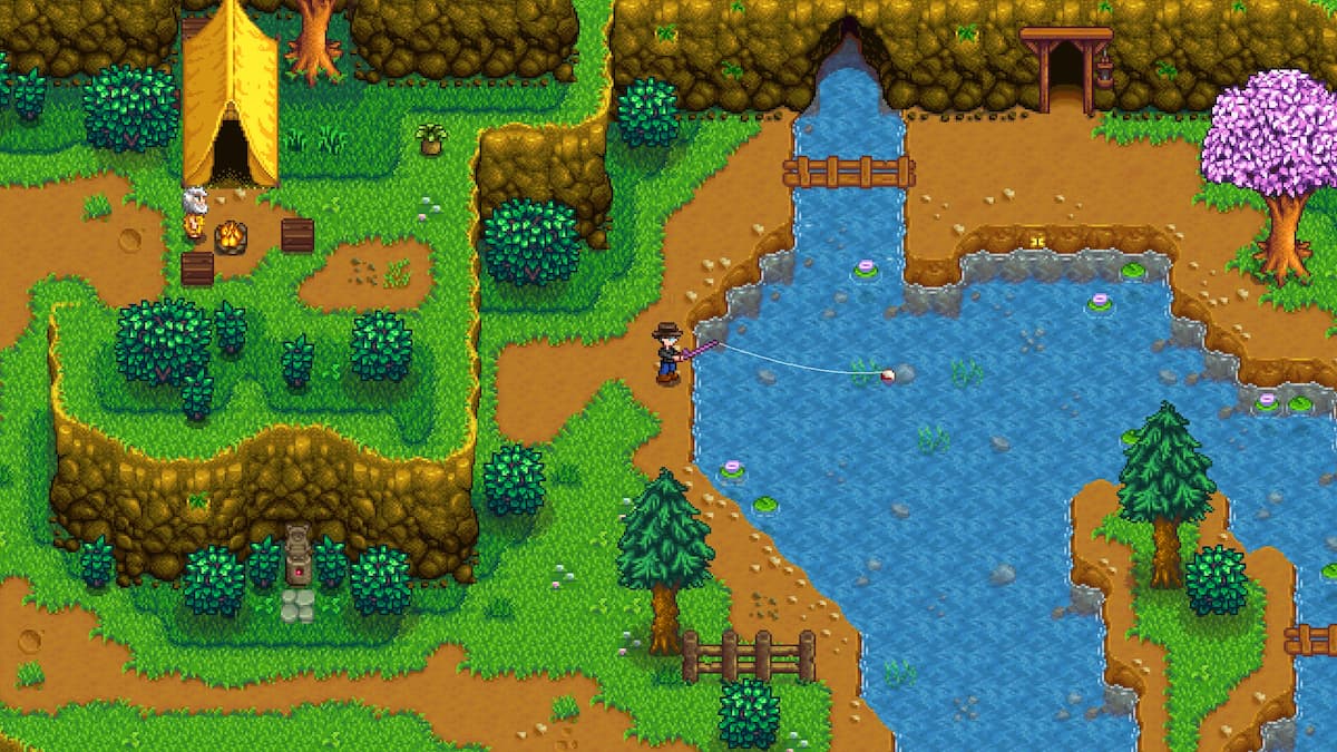 Main character in Stardew Valley is fishing