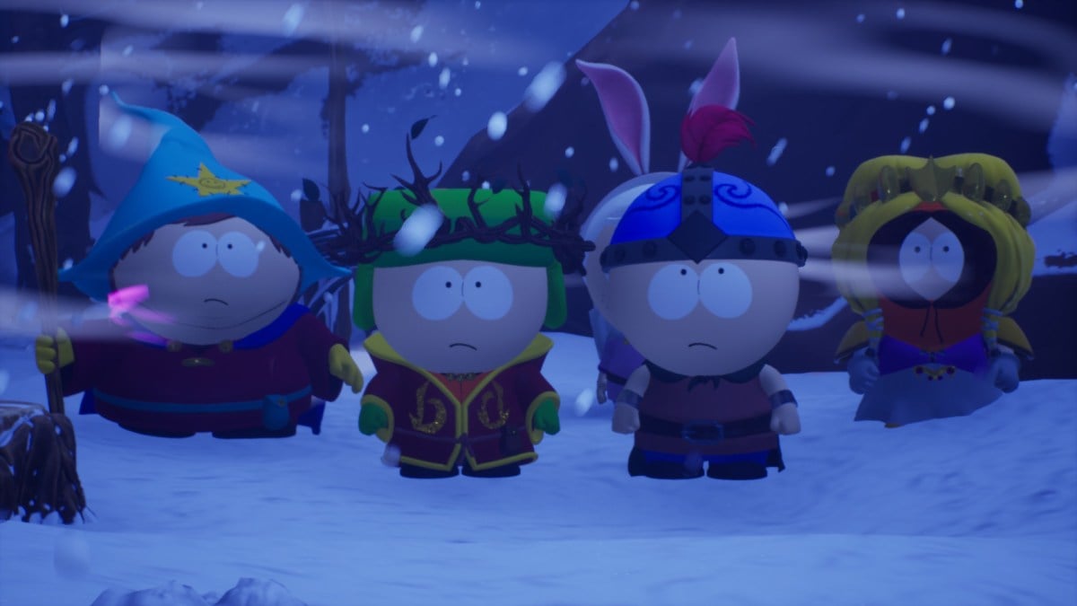 An in game image of Stan, Kyle, Cartman, Kenny and the player from South Park: Snow Day