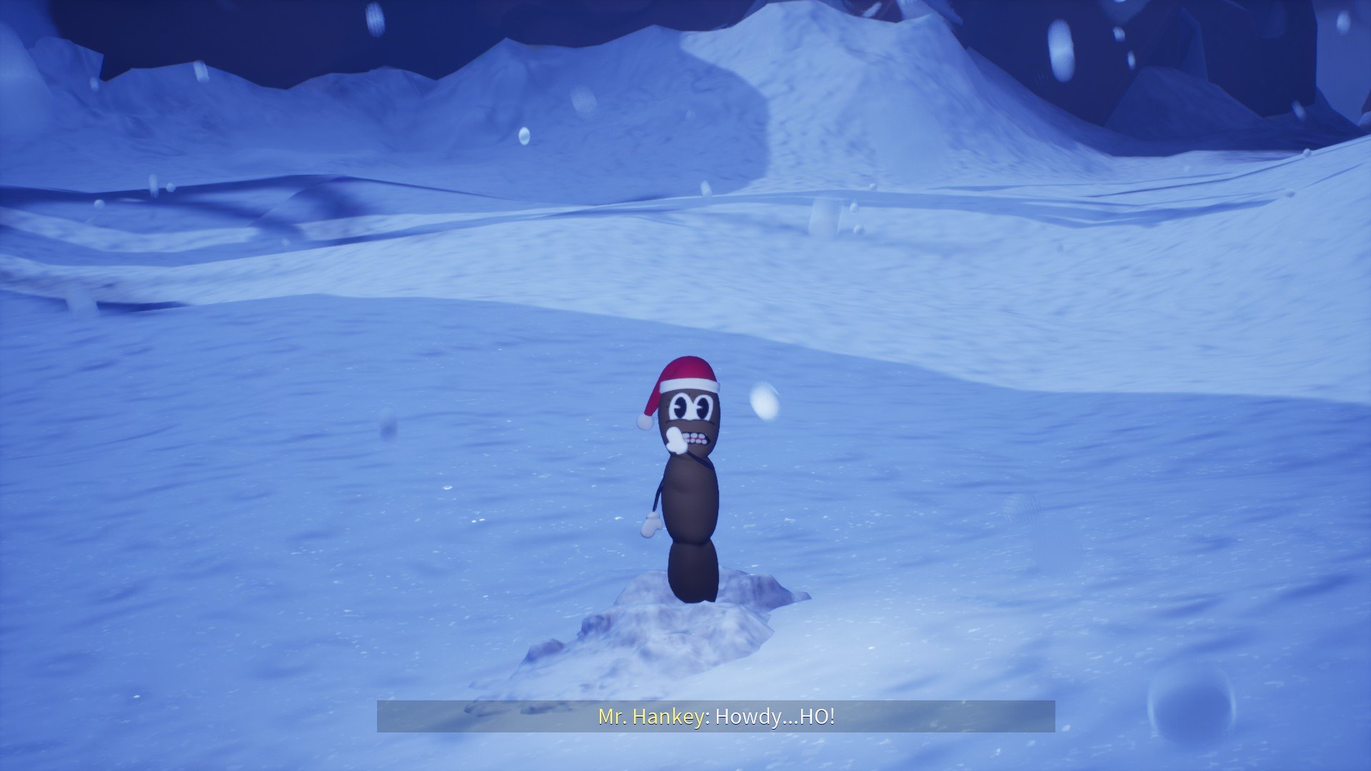 An in game image of Mr Hankey the Christmas Poo from South Park Snow Day.