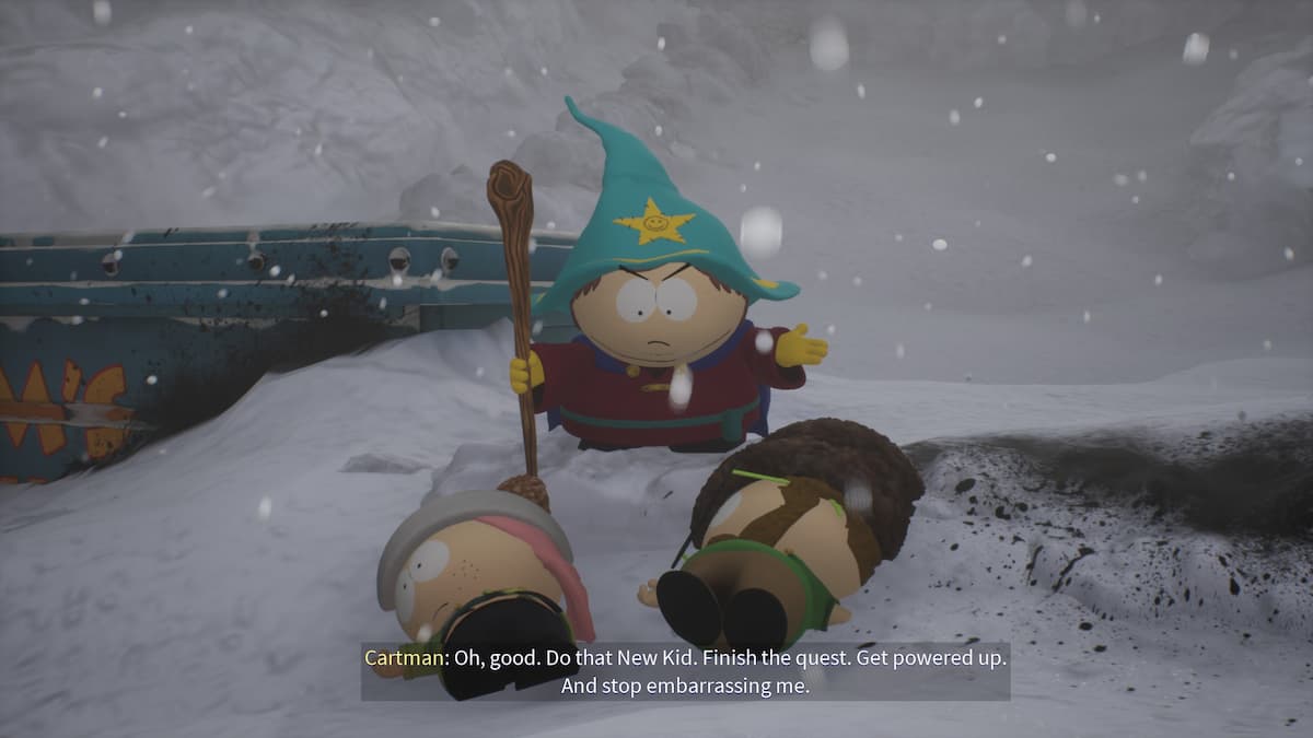 An in game image of two players in the South Park: Snow Day multiplayer