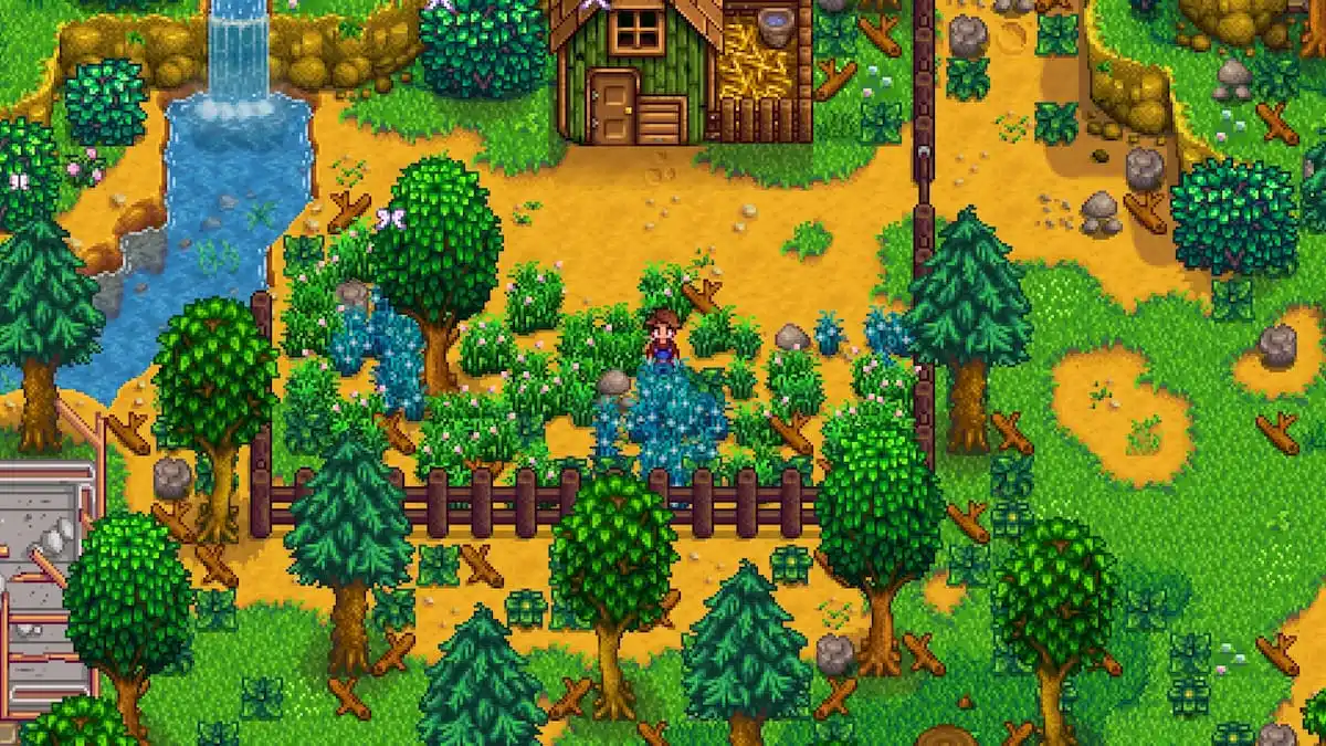 Meadowlands Farm in Stardew Valley with Blue Grass