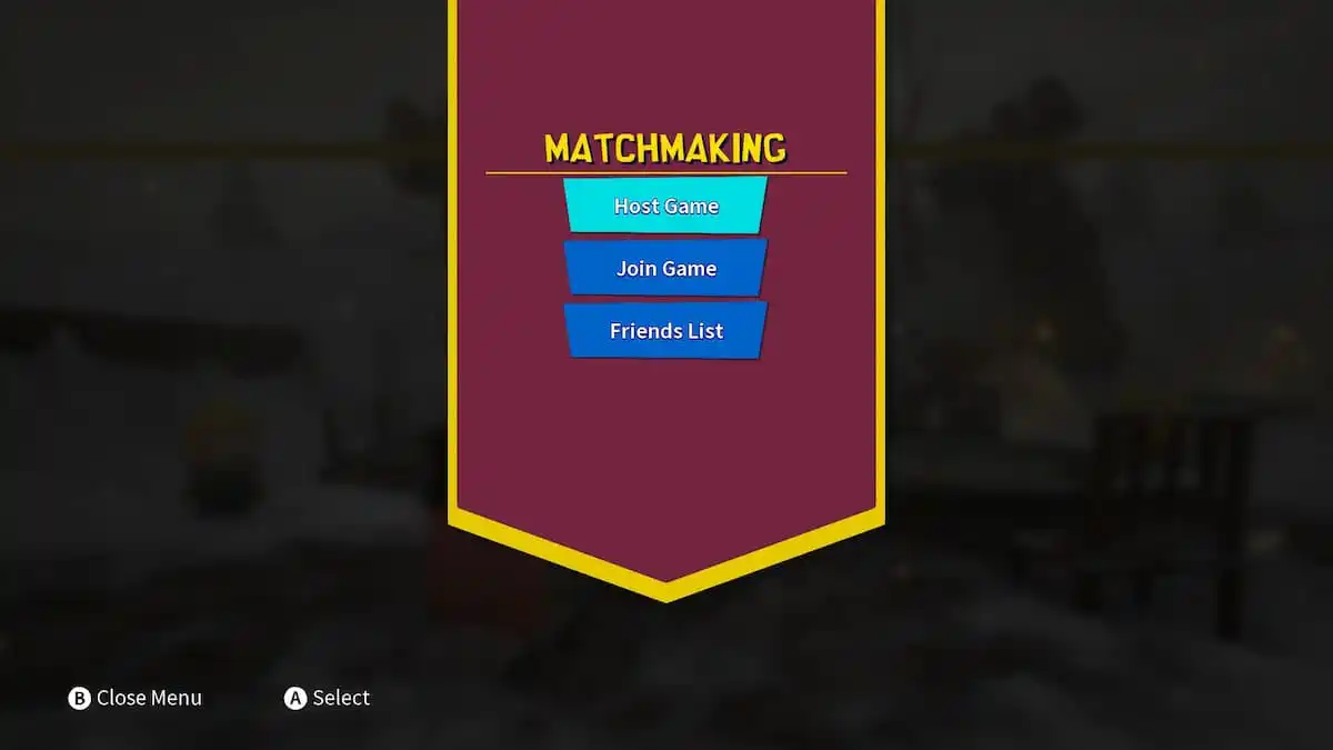 An in game screenshot of the Matchmaking menu from South Park: Snow Day