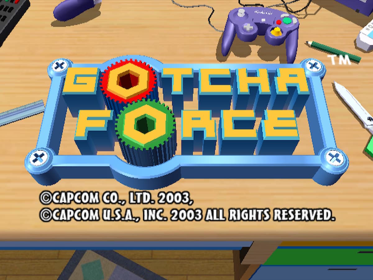 The main menu of the GameCube game Gotcha Force.